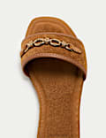 Suede Trim Flat Mules