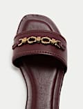 Leather Trim Flat Mules