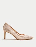 Wide Fit Sparkly Pointed Toe Court Shoes