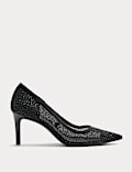 Wide Fit Sparkly Pointed Toe Court Shoes
