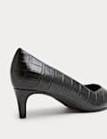 Croc Kitten Heel Chisel Toe Court Shoes