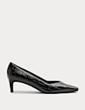 Croc Kitten Heel Chisel Toe Court Shoes