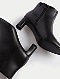 Wide Fit Leather Block Heel Ankle Boots