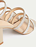Sparkle Strappy Block Heel Mules