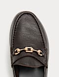 Leather Trim Block Heel Loafers