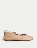 Leather Strappy Flat Ballet Pumps