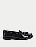 Wide Fit Patent Tassel Slip On Flat Loafers
