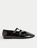 Patent Strappy Flat Mary Jane Ballet Pumps