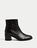 Wide Fit Leather Block Heel Ankle Boots