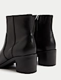 Wide Fit Leather Block Heel Ankle Boots