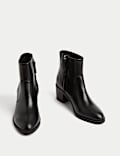 Wide Fit Leather Block Heel Ankle Boots