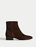 Wide Fit Suede Block Heel Ankle Boots
