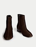 Wide Fit Suede Block Heel Ankle Boots