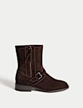 Suede Buckle Ankle Boots