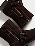 Suede Buckle Ankle Boots