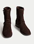 Suede Buckle Ankle Boots