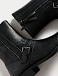 Leather Buckle Ankle Boots