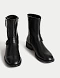 Leather Buckle Ankle Boots