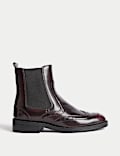 Chelsea Brogue Detail Block Heel Ankle Boots