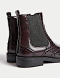 Chelsea Brogue Detail Block Heel Ankle Boots