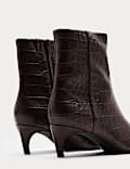 Croc Chisel Toe Kitten Heel Ankle Boots