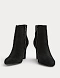 Suede Block Heel Pointed Ankle Boots