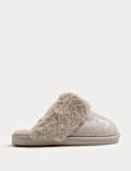 Suede Faux Fur Trim Mule Slippers