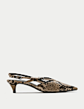 Slingbacks met kittenhak en slangenprint