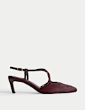 Leather Cross Strap Almond Toe Slingback Shoes