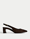 Wide Fit Suede Square Toe Slingback Shoes