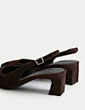 Wide Fit Suede Square Toe Slingback Shoes