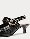 Animal Print Strappy Kitten Heel Court Shoes