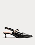 Animal Print Strappy Kitten Heel Court Shoes