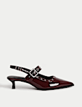 Patent Strappy Kitten Heel Slingback Shoes