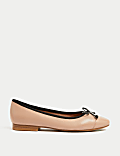 Leather Bow Ballet Pumps