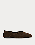 Suede Flat Chisel Toe Ballet Pumps