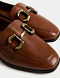 Leather Trim Flat Loafers