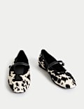 Wide Fit Animal Print Strappy Ballet Pumps