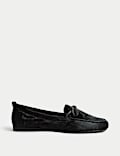 Leather Bow Flat Boat Shoes