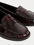 Wide Fit Patent Flat Penny Loafers