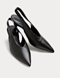 Zapatos de salón de piel con tacón kitten sin talón