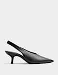 Zapatos de salón de piel con tacón kitten sin talón