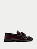 Leather Tassel Flat Loafers