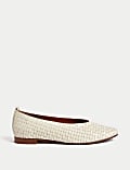 Leather Woven Flat Ballet Pumps
