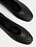 Leather Woven Flat Ballet Pumps