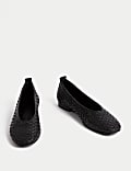 Leather Woven Flat Ballet Pumps