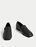 Wide Fit Leather Flat Loafers