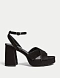 Suede Crossover Ankle Strap Platform Sandals