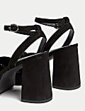 Suede Crossover Ankle Strap Platform Sandals