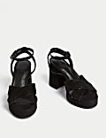 Suede Crossover Ankle Strap Platform Sandals